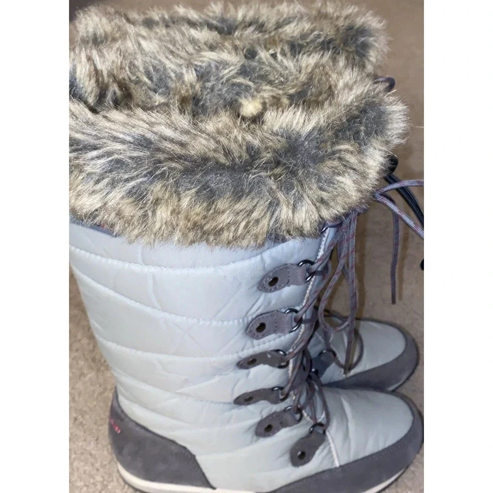 LL Bean Boots Carrabassett Fur Lace-Up Knee High Winter Snow Womens 6.5 Winter‎